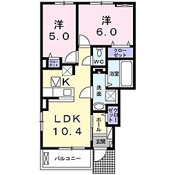 ソレアード・ニシキ3B 2LDKの間取図画像