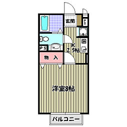 ヴェルドミール2 1Kの間取図画像