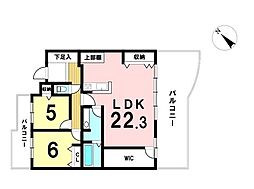 シンフォニアみなみが丘D棟 2LDKの間取図画像