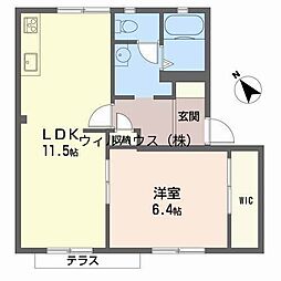坂の久保ハイツE棟 1LDKの間取図画像