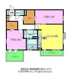 ミナミ浜寺 2LDKの間取図画像