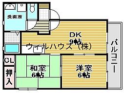 リビエール綾園壱番館 2LDKの間取図画像