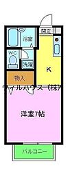 フレグランス新町 1Kの間取図画像