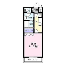グレイシャス 1Kの間取図画像