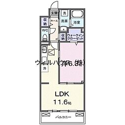 堺市北区北花田町4丁アパート 1LDKの間取図画像
