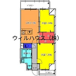 FREEDOM residence堺寺地町 2LDKの間取図画像