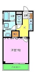 アクアコート 1Kの間取図画像