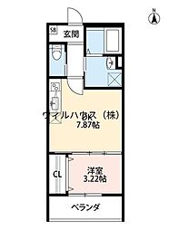 THE北長尾 1DKの間取図画像