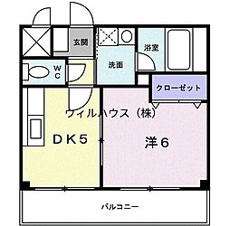 トリニティーグレース 1DKの間取図画像