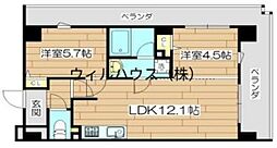 プレステージ12番館 2LDKの間取図画像