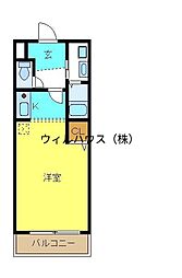 アンソレイエ ワンルームの間取図画像