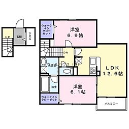 シエル・ランピード 浜寺 2LDKの間取図画像