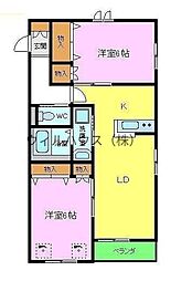 ヘーベルマンション浜寺 2LDKの間取図画像