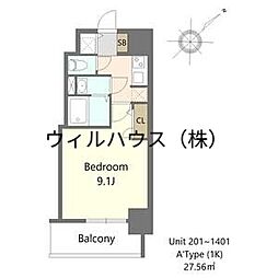 S-RESIDENCE堺altklas 1Kの間取図画像
