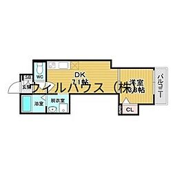 F asecia Pur 湊 1DKの間取図画像
