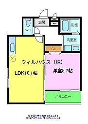 フジパレス百舌鳥本町2番館 1LDKの間取図画像