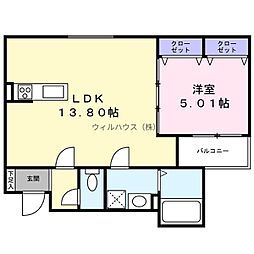 ヴィラ堺湊 1LDKの間取図画像
