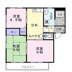 フレグランス立部A 3DKの間取図画像