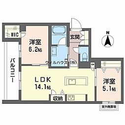 堺市北区北花田町4丁マンション 2LDKの間取図画像