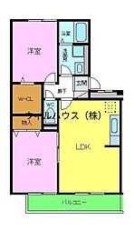 フラワーメゾンB 2LDKの間取図画像