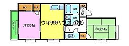 ルミエール初芝 2LDKの間取図画像