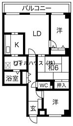 アピアランス平岡 3LDKの間取図画像