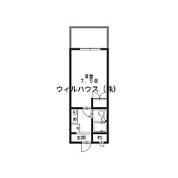 エクセレント羽衣 1Kの間取図画像
