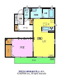 パークヒルズ陵南A 1LDKの間取図画像
