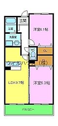 インヴィテ・ボヌール2番館 2LDKの間取図画像