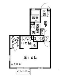 グリーンハイツ西之町 1Kの間取図画像