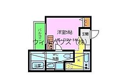 エテジア湊 ワンルームの間取図画像