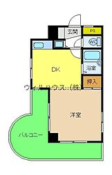 レジデンス川原 1DKの間取図画像