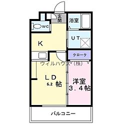 堺市堺区三宝町5丁マンション 2Kの間取図画像