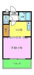 南風マンション 1Kの間取図画像