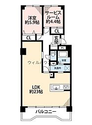 藤和さやまハイタウンB棟 1SLDKの間取図画像