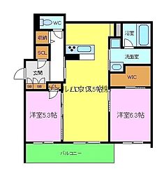 ヘルトシュタイン堺東 2LDKの間取図画像