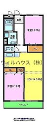 メゾン初芝 2LDKの間取図画像