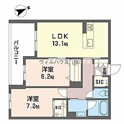 レフィアント三国ヶ丘 2LDKの間取図画像