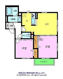 クラールヴィエント 2LDKの間取図画像