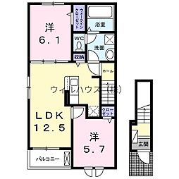 仮)別所7丁目アパート 2LDKの間取図画像
