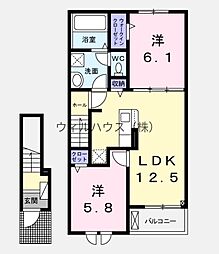 仮)別所7丁目アパート 2LDKの間取図画像