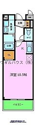 インヴィテ・ボヌール1番館 ワンルームの間取図画像