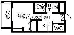 ジーイー・サンク 1Kの間取図画像