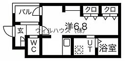 ジーイー・サンク ワンルームの間取図画像