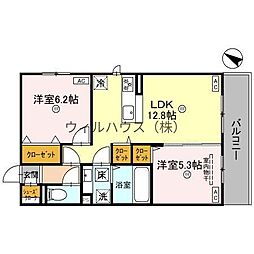 パサログランデ大美野 2LDKの間取図画像
