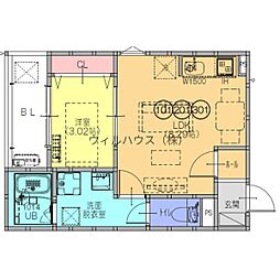 Fstyle東新町3号館 1LDKの間取図画像