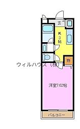 フジパレスアサヒ 1Kの間取図画像