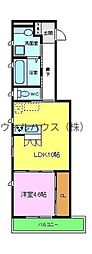 アーム御陵前 1LDKの間取図画像
