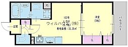 クリエオーレ新堂II 1LDKの間取図画像
