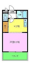 南風マンション 1Kの間取図画像
